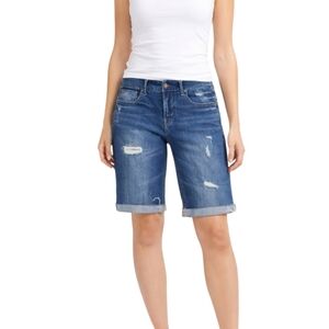 Hollister Distressed Denim Bermuda Shorts Size 7 W28